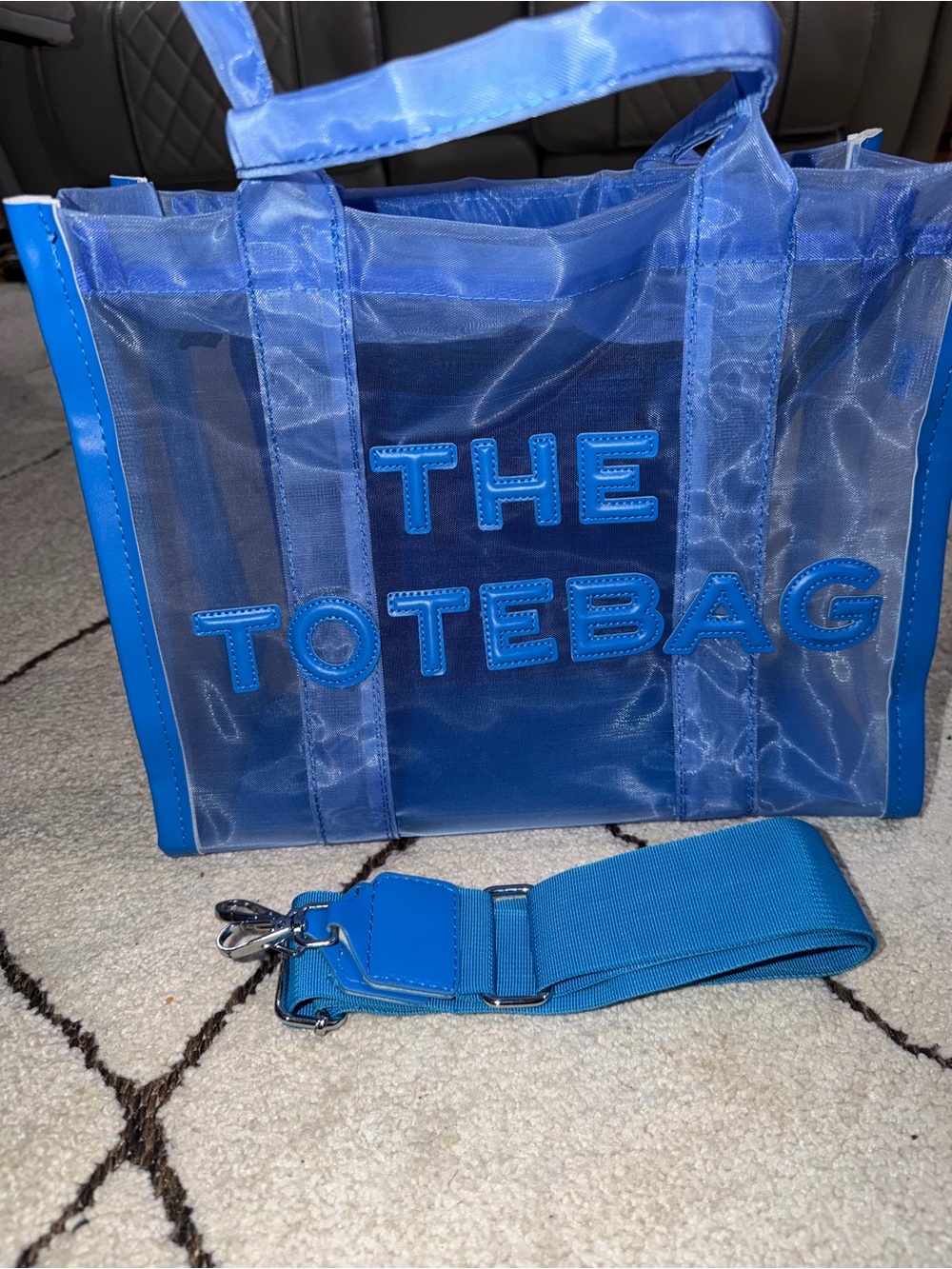 Marc Jacobs Blue Transparent 'THE TOTEBAG' Tote with Detachable Strap